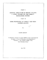 Part I. Crystal sturcture of binary alloys. I. X-ray studies on the cobalt manganese system: Part II. Some properties of cobalt and manganese alloys