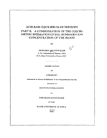 Acid-base equilibrum of the body: part II. A consideration of the colorimetric estimation of the hydrogen ion concentration of the blood