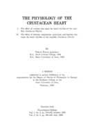 The physiology of the crustacean heart: I. The effect of various Ions upon the heart rhythm of the crayfish, Cambarus clarkii : II. The effect of lithium, ammonium, strontium, and barium ions upon the heart rhythm of the crayfish, Cambarus clarkii