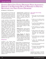 Findings From Iowa Eating Disorders Needs Assessment: Primary Care Providers Must be Prepared to Prevent, Recognize, and Treat Eating Disorders