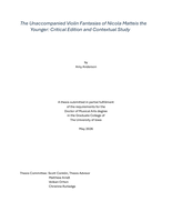 The unaccompanied violin fantasias of Nicola Matteis the Younger: critical edition and contextual study