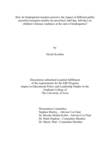 How do kindergarten teachers perceive the impact of different public preschool program models (no preschool, half-day, full-day) on children’s literacy readiness at the start of kindergarten?